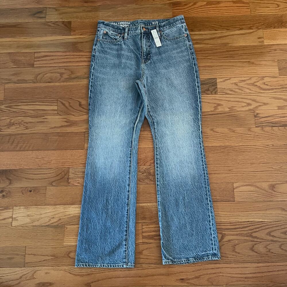 J. Crew Full Length Demi Boot Jean Magnolia Wash 31 Tall NWT BL618 Retro Vibes